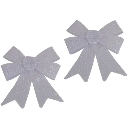 Christmas Silver Glitter Bow - Double Bows